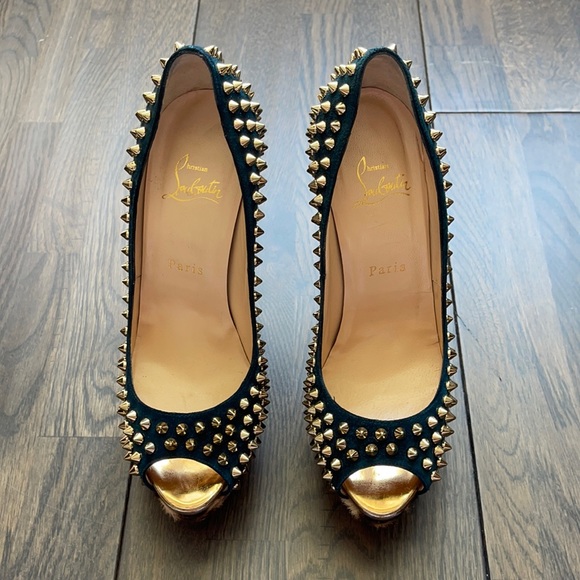 Christian Louboutin Leopard and Black Studded Heels - Picture 2 of 13
